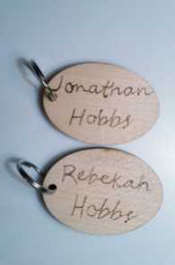 Key rings with text